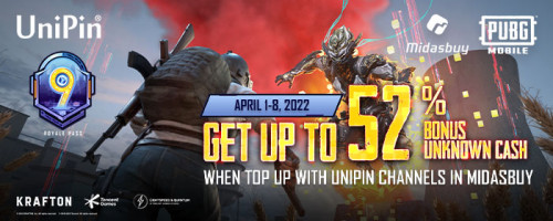 [Midasbuy – PUBGM] April-Bonus hingga 52% Unknown Cash!